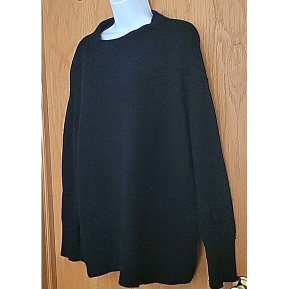 LANDS END Plus Size 2X Cashmere Sweater Black Solid Long Sleeve Capsule - Picture 2 of 10